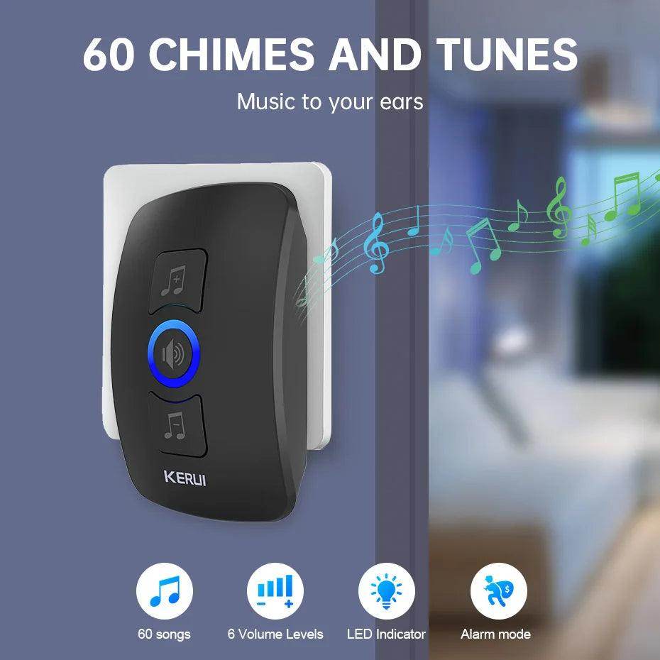 Doorbell Wireless | 60 Tunes, 500ft, IP55/IP66, LED Flash - P12 Hub Europe