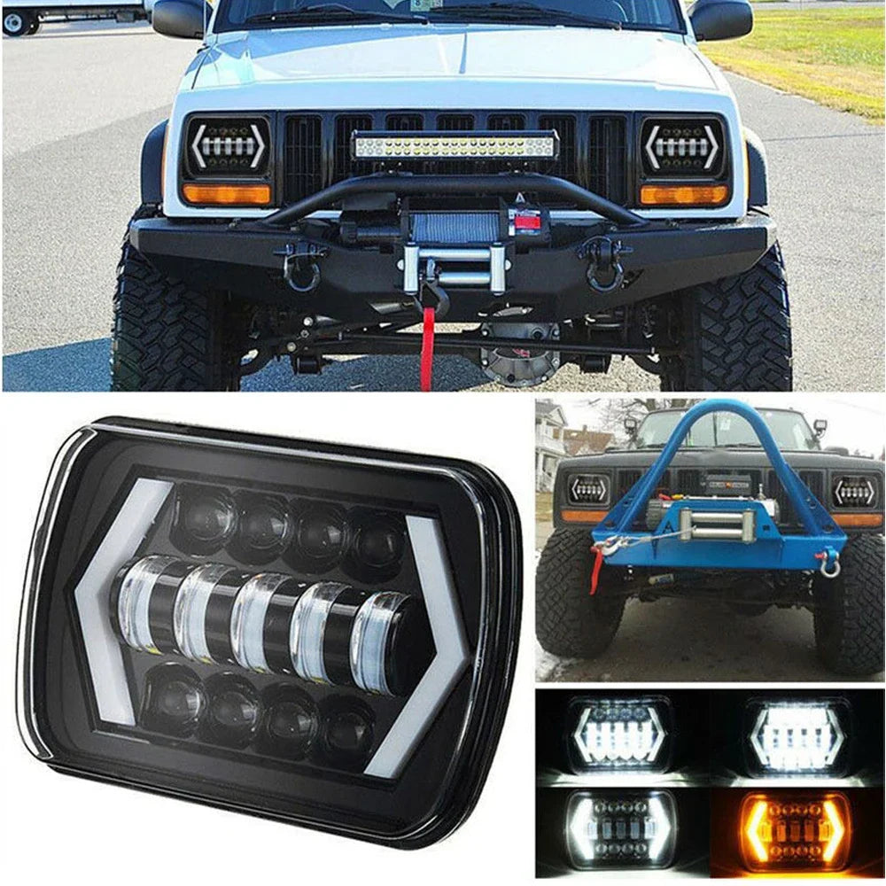 7x6'' 5X7 Inch Led Headlight Square Hi-Lo Beam Halo For Jeep Cherokee XJ Wrangler YJ Motorcycle Car Off-road Truck H6054 H5054