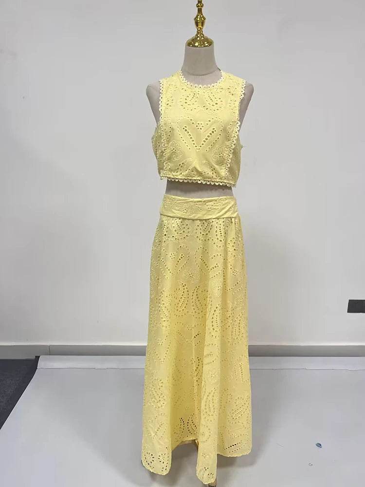 Embroidery Hollow Skirt Set - P12 Hub Europe