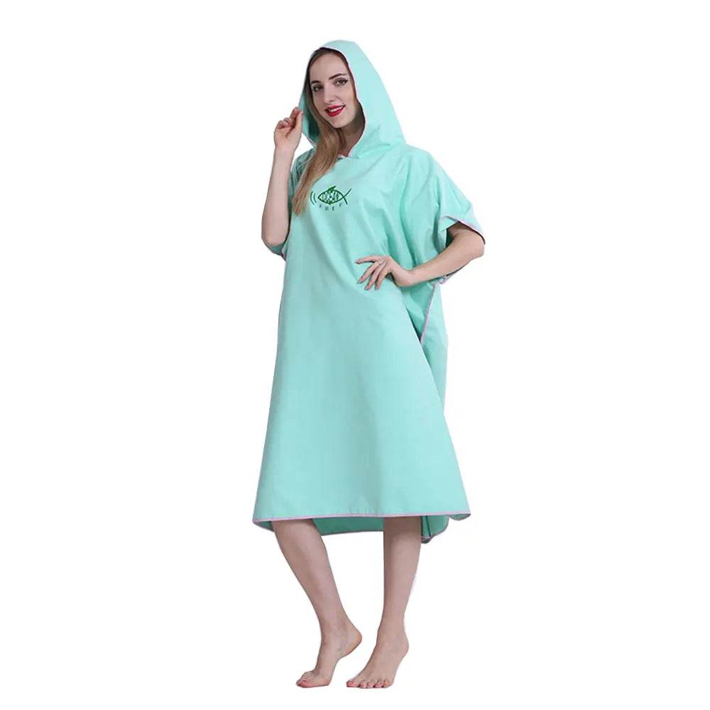 Changing Robe with Hood Microfiber Towel Poncho with Zipper Short Sleeve Surf Poncho Quick Dry Oversized Changing Towel Robe New - P12 Hub Europe