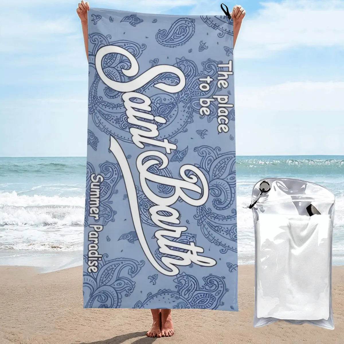 Microfiber Bath Towel S-Saint B-Barth Print Quick Dry Sandless Beach Blanket Soft Comfortable for Men Women Camping Pool Towel - P12 Hub Europe