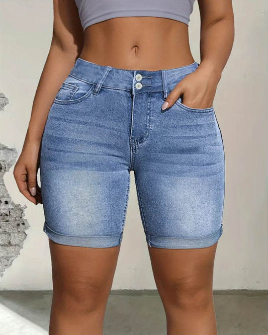 Blue Elastic Women's Jean Shorts - P12 Hub Europe
