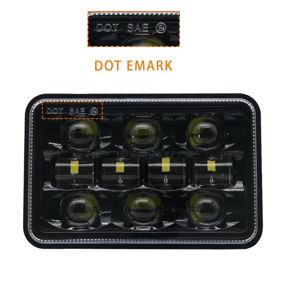 12V 24V 4x6 inch LED Headlights H4 Led Work Light Square Light Replacement for GMC Chevrolet Car Jeep Motorcycle Truck Headlamp