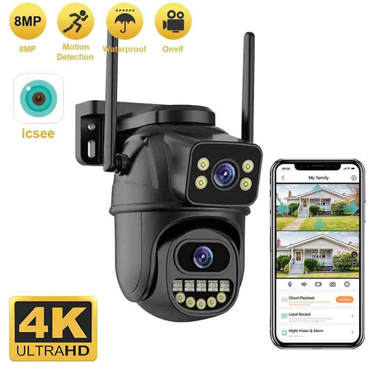 Outdoor PTZ Camera 4K 8MP Dual Lens AI Detect, ONVIF - P12 Hub Europe