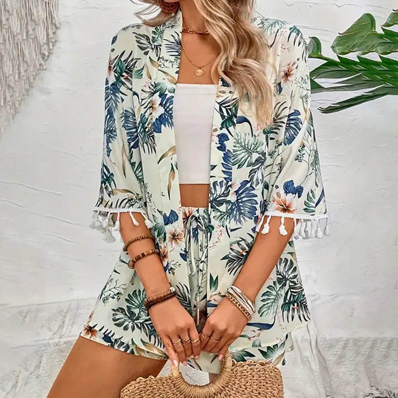 Flower Print Beach Shorts Set - P12 Hub Europe