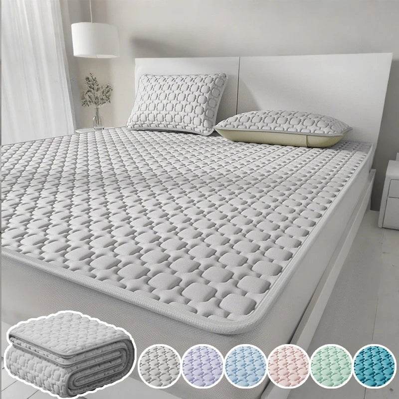 Ice Cooling Bed Sheet Set with Latex Quilted Pillowcases Breathable Summer Bedding Heat Resistant for Single Double Queen Size - P12 Hub Europe