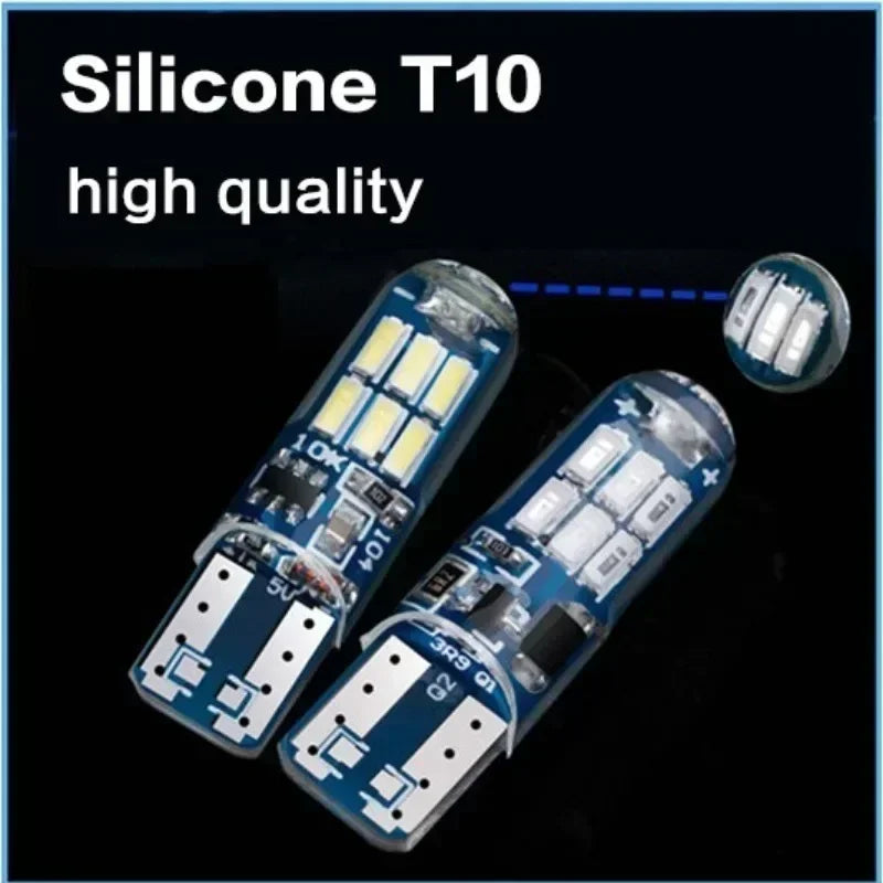T10 Car LED Signal Lamp 12V 4014 Waterproof Heatproof W5W Clearance Headlamps 6000K Reading Lamp Silicone License Plate Lights