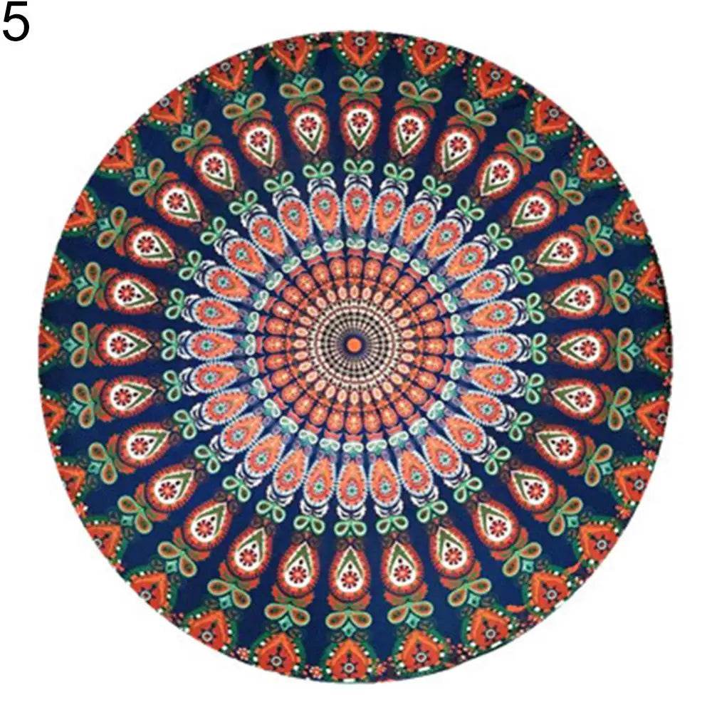 Large Aldult Beach Towel Vintage Round Chiffon Anti-sunlight Shawl Beach Towel Outdoor Yoga Picnic Mat - P12 Hub Europe