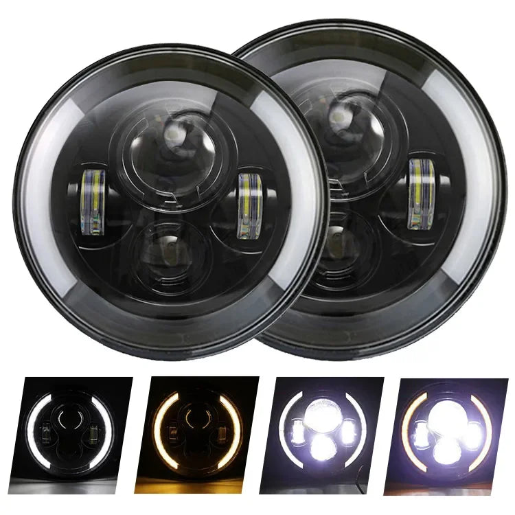 2pcs Universal 7 Inch Led Car Motorcycle Headlight DRL H4 Headlamp For Harley BMW Yamha Honda 7" Headlight