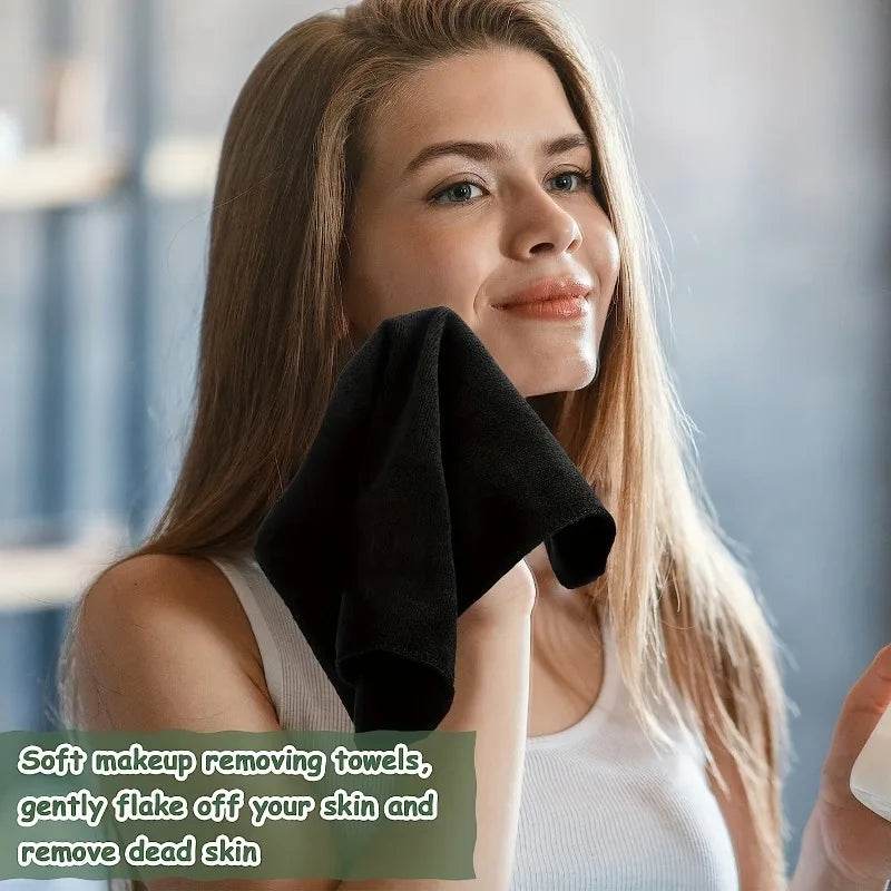 10pcs Retro Space Theme Square Microfiber Towel - Super Absorbent, Soft Exfoliating Makeup Remover, Household Black Towel Cloth - P12 Hub Europe