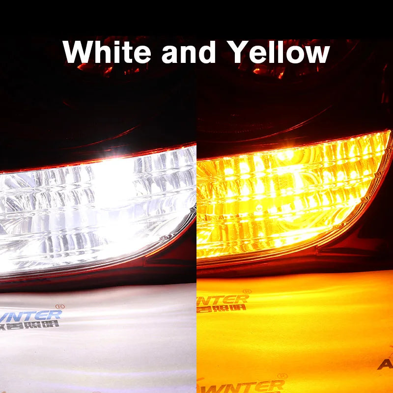 AMYWNTER T20 Drl 7440 Canbus 21W Car LED Light Dual Color Switchback Turn Signal Lamp Bulb Daytime Running