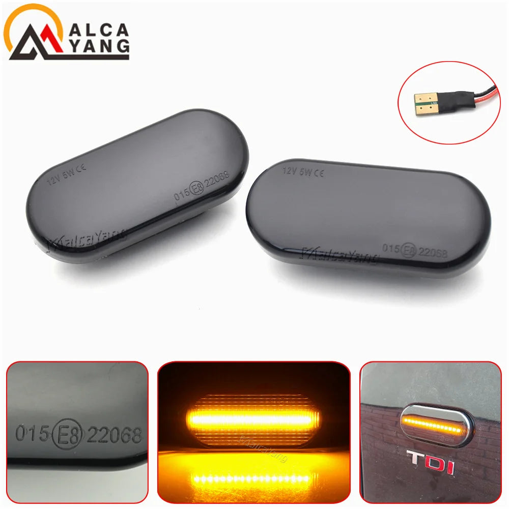 2x Side Marker Light For Seat Ibiza 6L Cordoba Toledo Leon 1M Skoda Octavia Dynamic LED Turn Signal Flashing Indicator Blinker