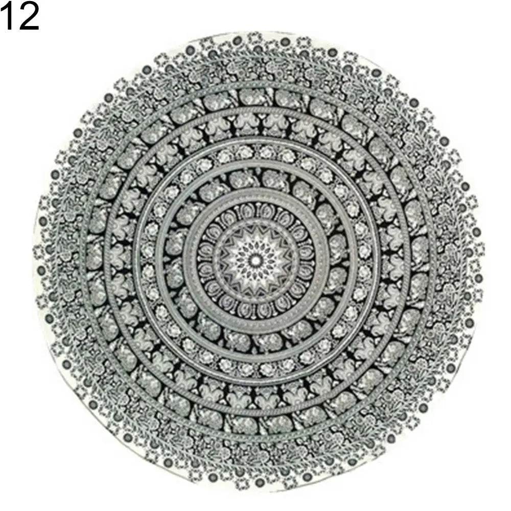 Large Aldult Beach Towel Vintage Round Chiffon Anti-sunlight Shawl Beach Towel Outdoor Yoga Picnic Mat - P12 Hub Europe