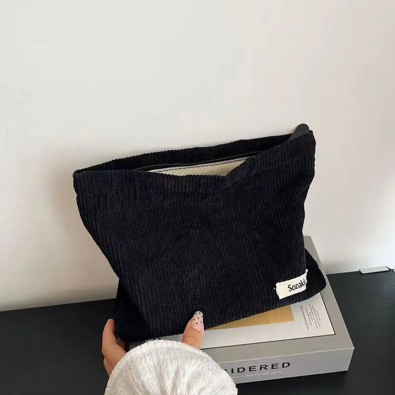 Corduroy Makeup Bag for Female Internet Celebrity, Large Capacity Lipstick Makeup, Change, Mobile Phone, Handheld Bag