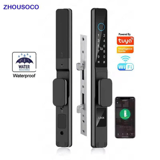 WiFi Sliding Door Lock | IP66, Fingerprint, Card, Code, Glass/Aluminum - P12 Hub Europe