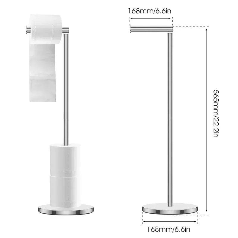 Paper Towel Holder Bathroom Stainless Steel Floor Mounted Toilet Paper Holder Single Pole Kitchen Floor Shelf Bathroom Fixtures - P12 Hub Europe
