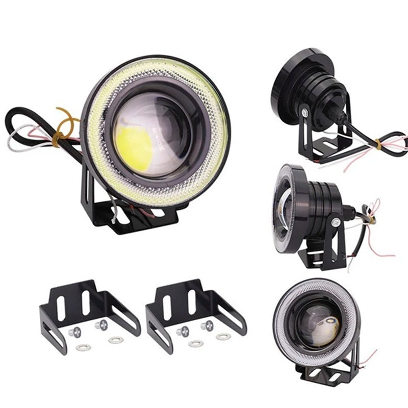 2.5'' 15W Car White COB LED Projector Angel Eyes Blue Ring DRL Fog Light Lamp