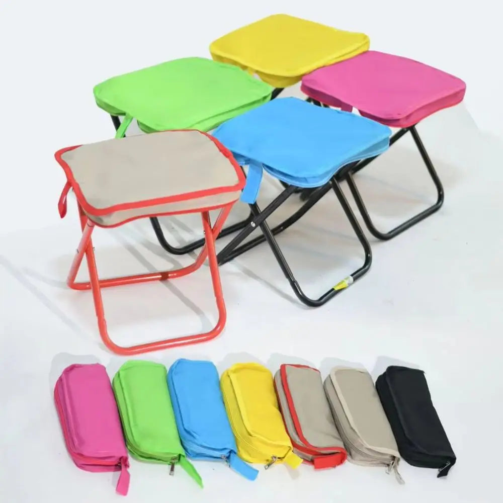Outdoor Folding Stool with Bag Camping Backpacking Beach Picnic Fishing Chair Collapsible Chair Seat Carbon Steel Folding Stool
