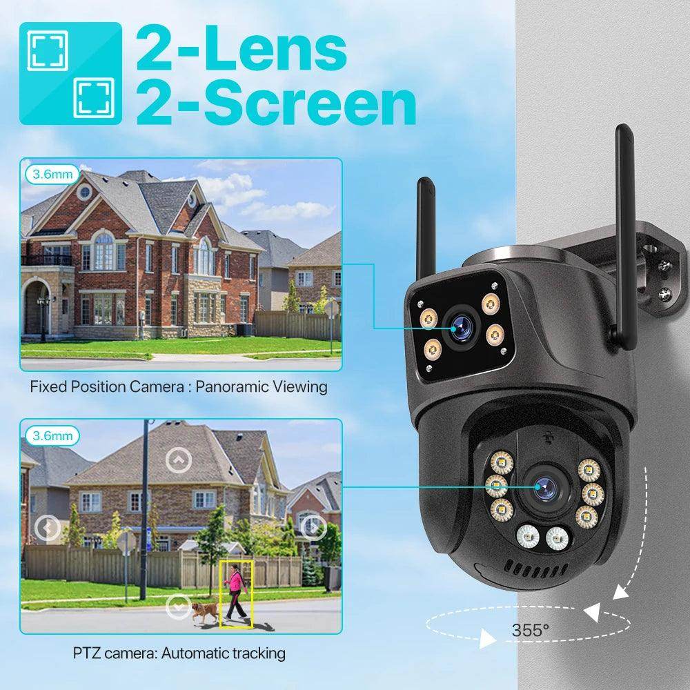 Outdoor WiFi Camera 4K 8MP PTZ Dual Lens, AI Track, Audio - P12 Hub Europe