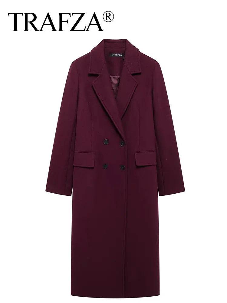 Burgundy Wool Blend Coat - P12 Hub Europe
