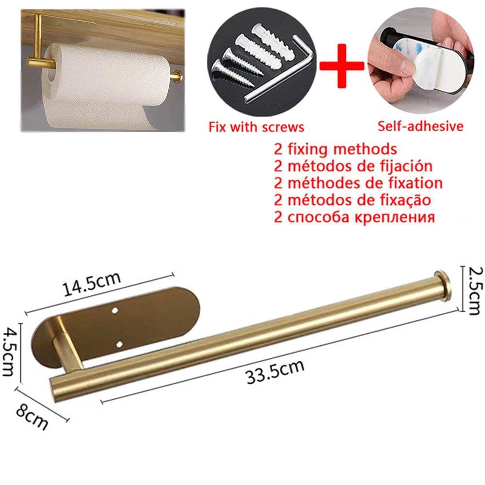 Adhesive Toilet Paper Holder Kitchen Roll Towel Rack Napkin Dispenser Absorbent Stand Tissue Hanger Bathroom Accessories - P12 Hub Europe