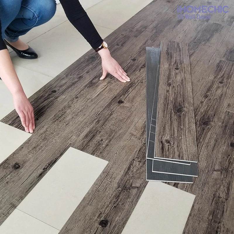 3D Self-Adhesive thick Wood Grain Floor sticker Wallpaper Modern Wall Sticker Waterproof Living Room Toilet Kitchen Home Decor - P12 Hub Europe
