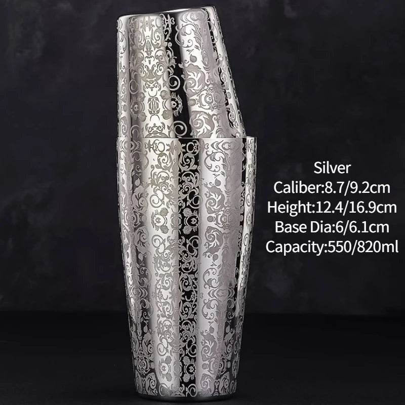 Bar Cocktail Shaker Boston Shaker Stainless Steel Engraving Shaker Bar Accessory Bartender Tools For Home And Bar - P12 Hub Europe