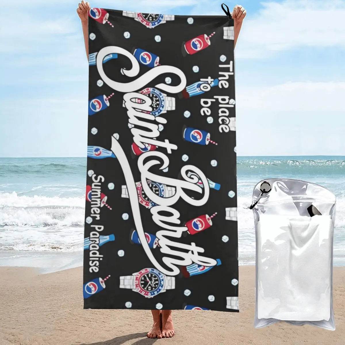 Microfiber Bath Towel S-Saint B-Barth Print Quick Dry Sandless Beach Blanket Soft Comfortable for Men Women Camping Pool Towel - P12 Hub Europe