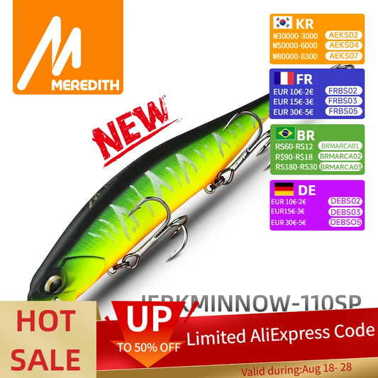 MEREDITH REALIS Jerkbait Wobbler 110mm 17g SP Fishing Lures Hard Bait Minnow Multiple Colour For professional Fishing Hook