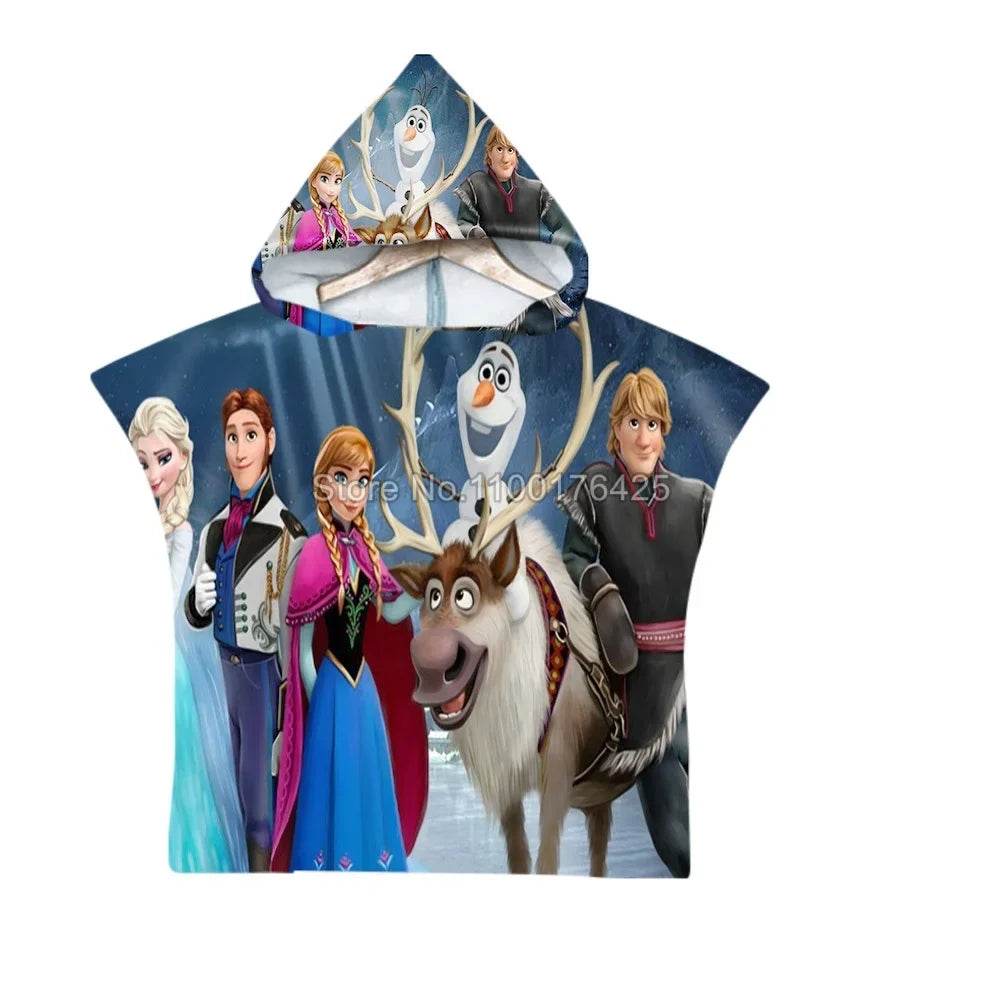 Cute Frozen Elsa Anna Baby Hooded Beach Bath Towel Princess Beach Pool Swimming Shower Absortbent Poncho Towel Bathrobe - P12 Hub Europe