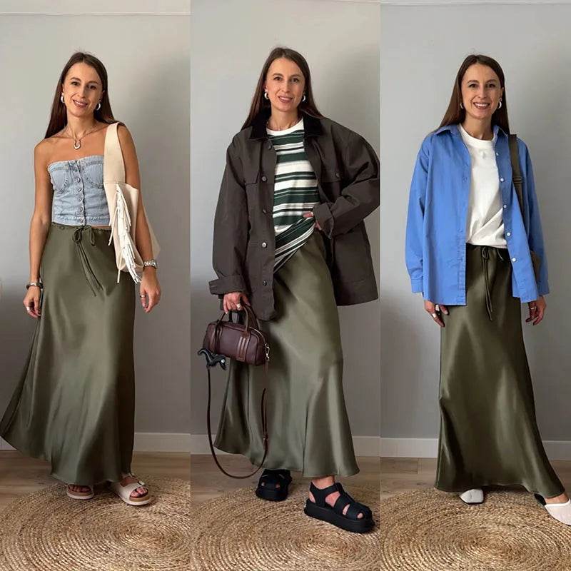 Women's Satin Maxi Skirt - P12 Hub Europe