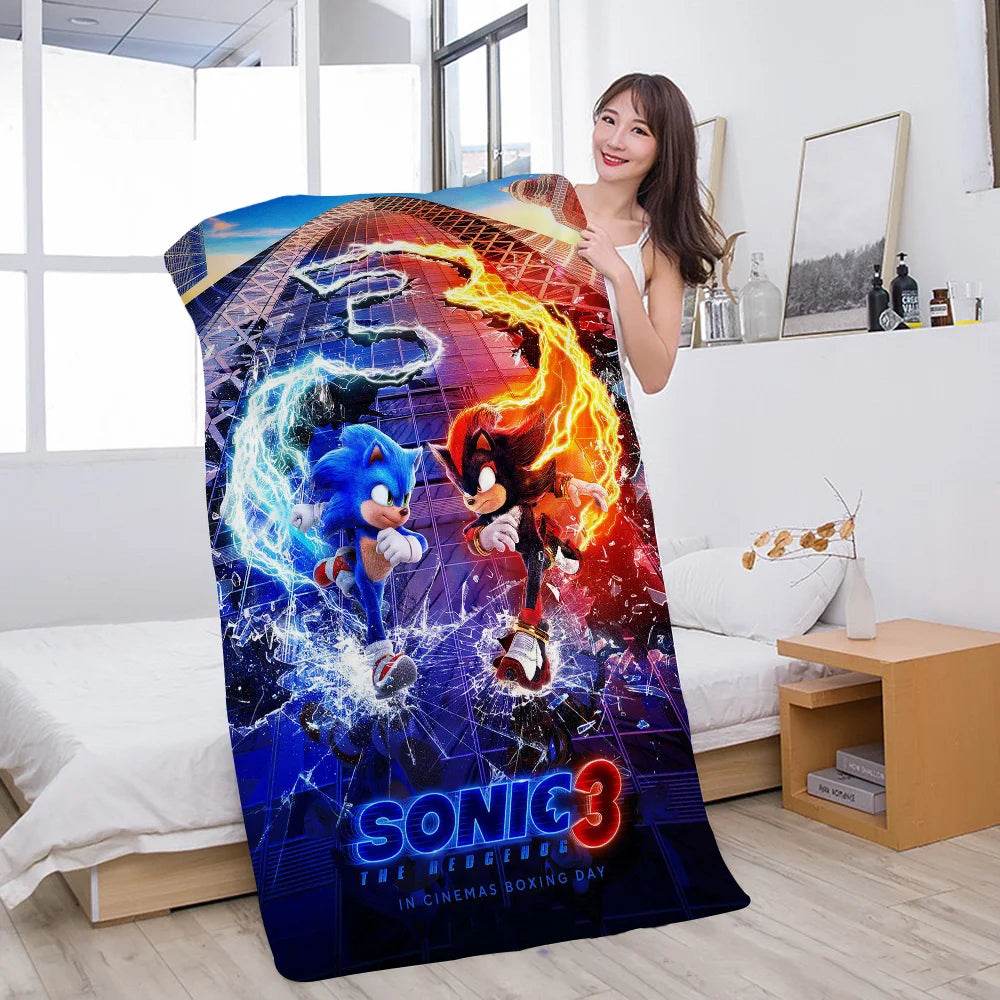 Cartoon S-Sonic Anime Beach Swimming Towel Soft Absorbent Washcloth Children's Gifts For Kids Travel Camping Gym - P12 Hub Europe
