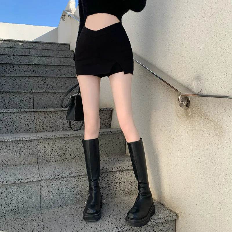 Women's Black Slit Mini Skirt - P12 Hub Europe