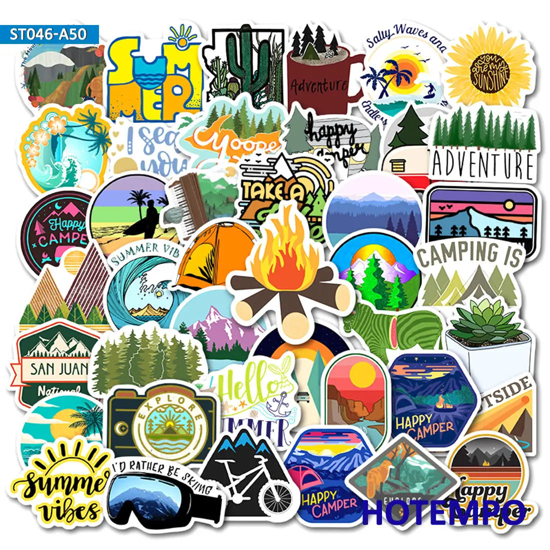 50Pieces Florida Miami Summer Sunshine Beach Surf Travel Stickers for Journal Luggage Guitar Car Bike Phone Laptop Sticker Toys