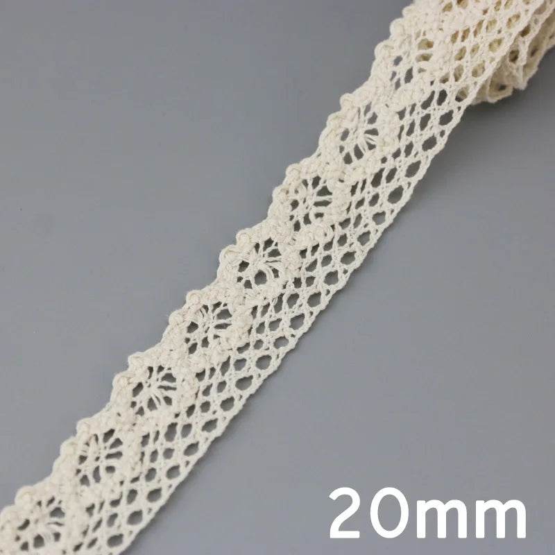 (5Meter/roll) White Beige Cotton Embroidered Lace Net Ribbons Fabric Trim DIY Sewing Handmade Craft Materials - P12 Hub Europe