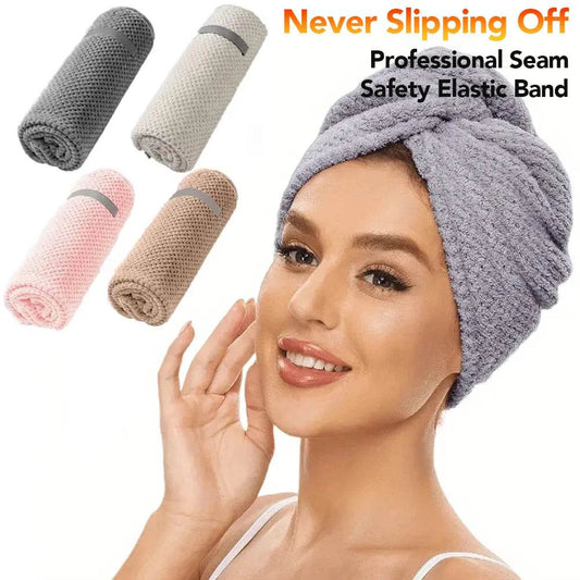 Microfiber Hair Towel Extra Large Wrap Quick Dry Hair Towel Wrap With Elastic Band , Ultra Absorbent Soft Hair Towel Wrap Turban - P12 Hub Europe