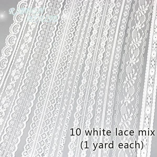 (5 yards/roll) white Lace ribbon fabric Webbing Decoration Lovely gift packing polyester Material - P12 Hub Europe
