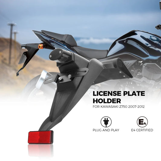 Z750 Registration Plate Holder For Kawasaki Z-750 2007-2012 Rear Motorcycle License Number Plate Light Frame Bracket Fender E4