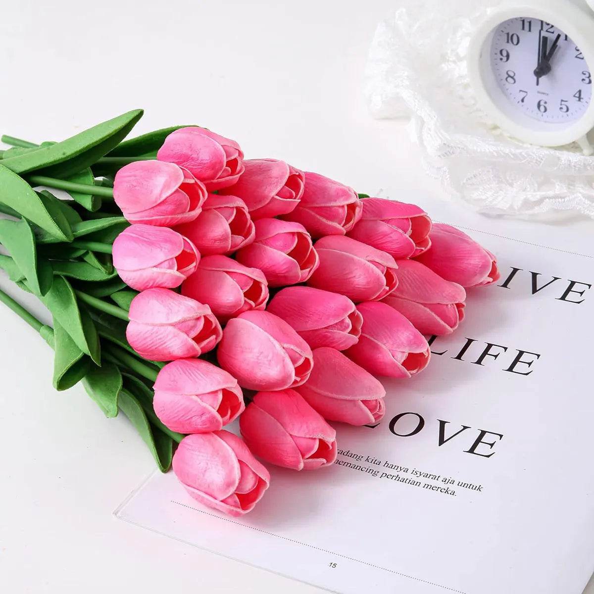 10Pcs Artificial Flower Realistic Touch Tulip Scrapbooking Vase Home Decor Wedding Garden Arch Garland Mother's Day Bouquet diy - P12 Hub Europe