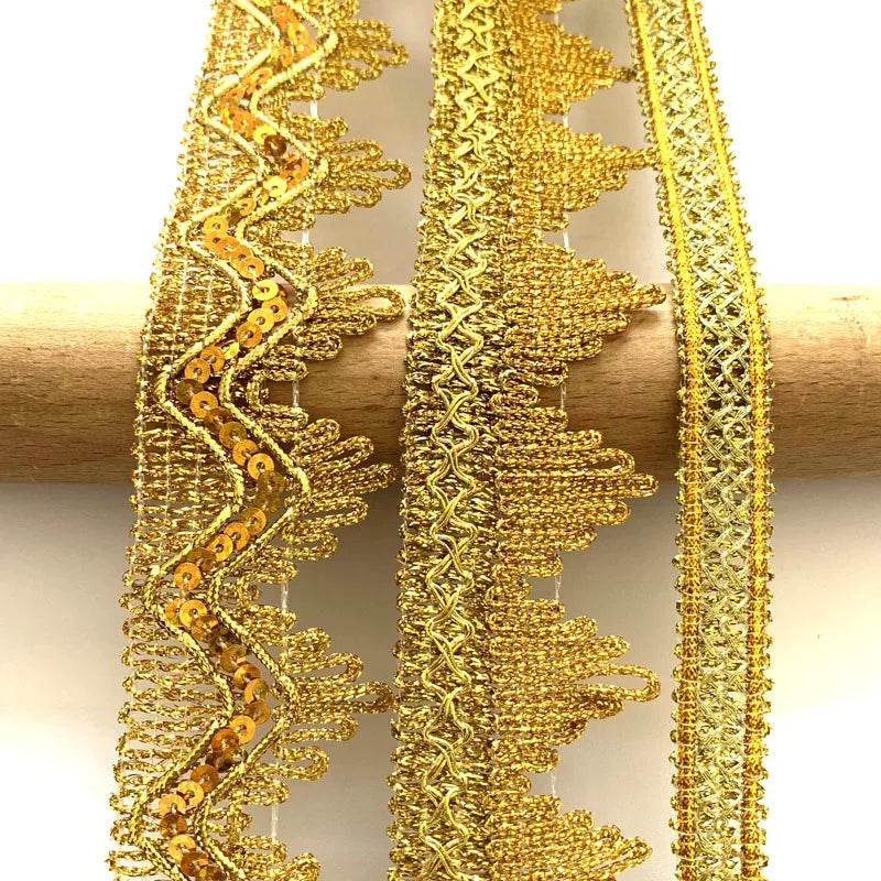 4m/13.12ft each pack Golden lace trims big wide sewing hat curtain dress accessory DIY handmake craft ribbons fabric decoration - P12 Hub Europe