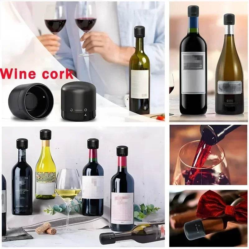 Vacuum Red Wine Champagne Stopper Rotating Lock Bottle Stopper Sparkling Wine Sealing Plug Household Red Wine Cork Bar Tool - P12 Hub Europe