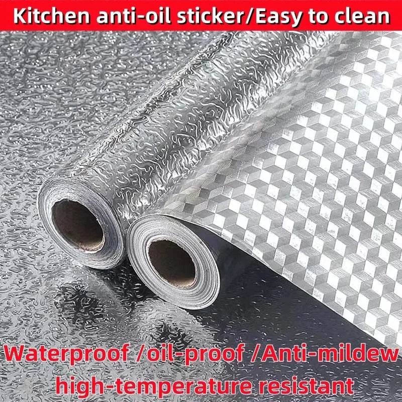 Kitchen Oil-proof Self Adhesive Stickers Anti Fouling High Temperature Waterproof Aluminum Foil Wallpaper Cabinet Contact Papers - P12 Hub Europe