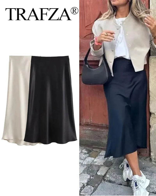 Women's Y2K Satin Midi Skirt - P12 Hub Europe