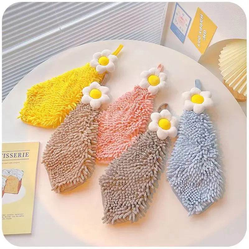 Chenille Hand Towel with Hanging Loops, Quick Dry, Soft, Absorbent, Microfiber, Bathroom, Kitchen - P12 Hub Europe