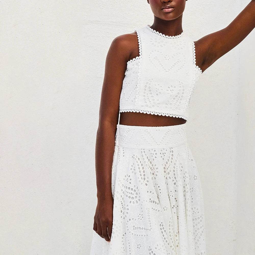 Embroidery Hollow Skirt Set - P12 Hub Europe