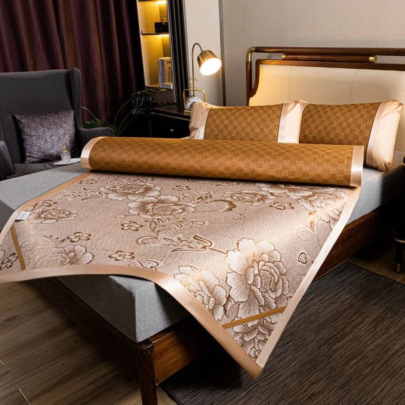 JFLEGAL Summer Natural Rattan Mat 2024 New Ice Silk Jacquard Soft Physical Cooling Wormwood Mat Bedding Dormitory Mattress Cover - P12 Hub Europe