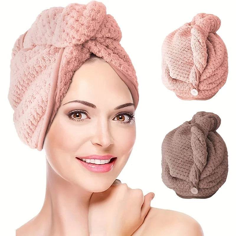 Hair Dry Turban Towel Wraps Solid Color Dry Hair Cap Quick Drying Towel Unisex Soft Bath Head Wraps - P12 Hub Europe