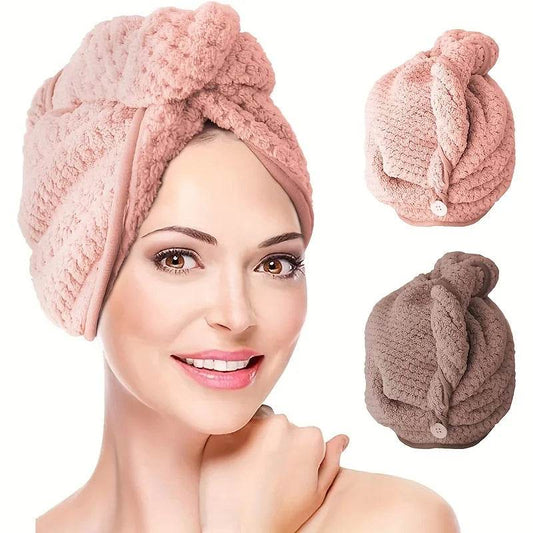 Hair Dry Turban Towel Wraps Solid Color Dry Hair Cap Quick Drying Towel Unisex Soft Bath Head Wraps - P12 Hub Europe