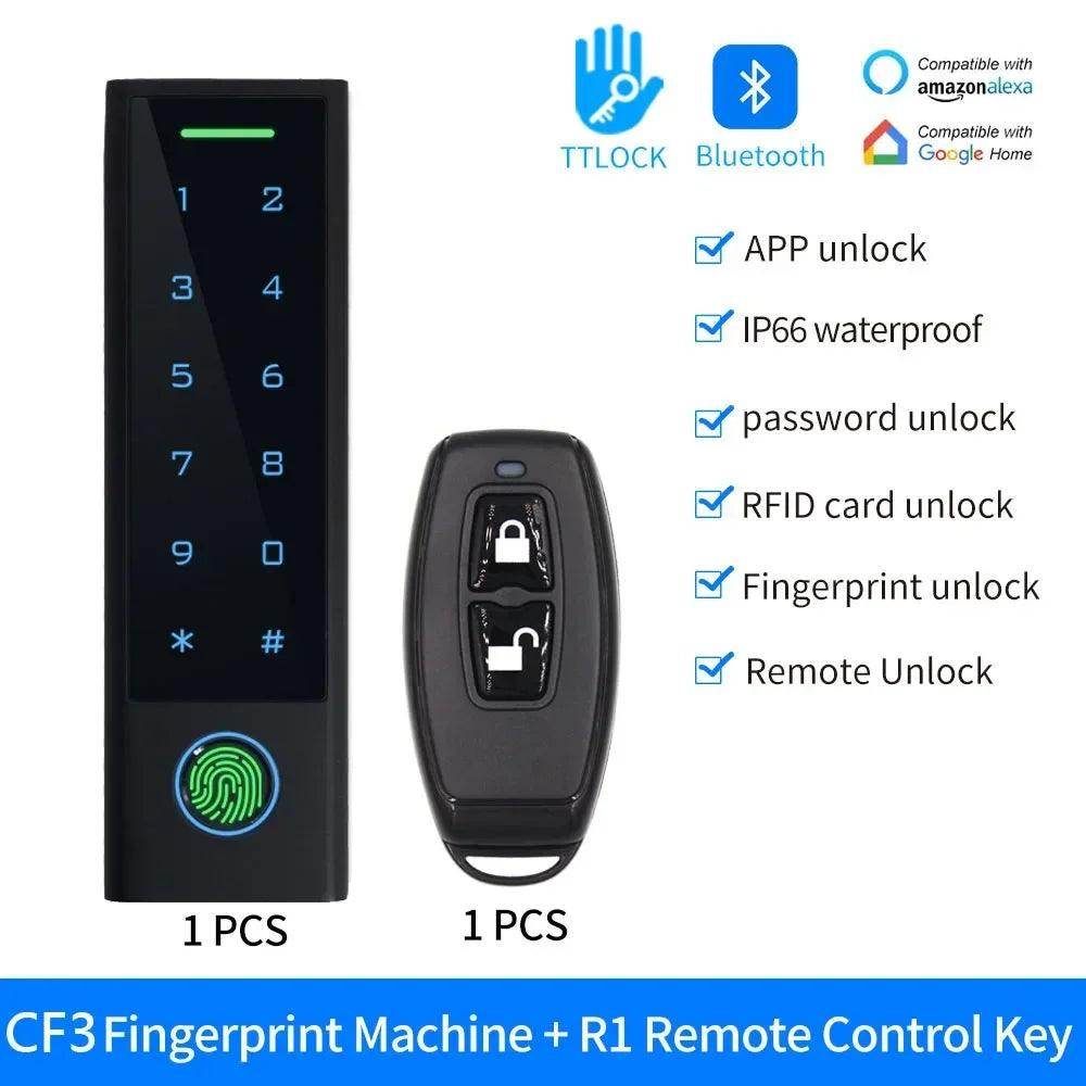 Lock App Access Control Keypad IP66, Fingerprint/Card/PIN, Bluetooth, Alexa/Google - P12 Hub Europe