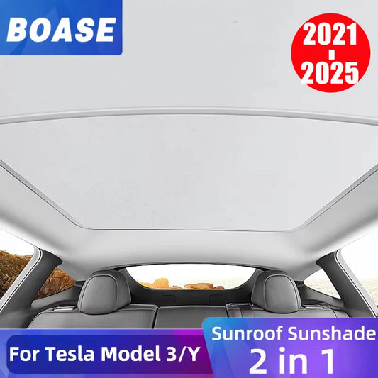 For Tesla Model 3 Y 2021-2025 New Upgrade Ice Cloth Buckle Sun Shades Glass Roof Sunshade Front Rear Sunroof Skylight